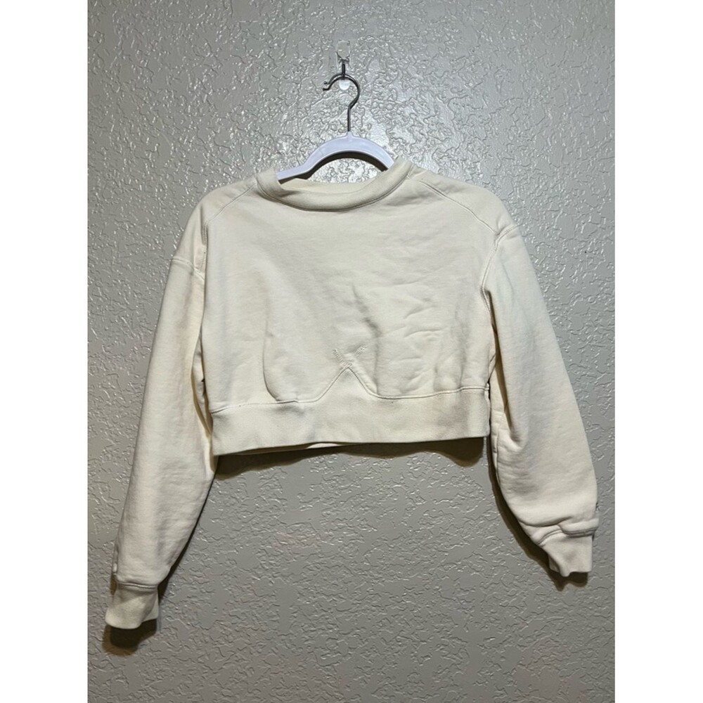 Everlane Organic Cotton Cropped Crewneck Sweatshirt Cream XXS